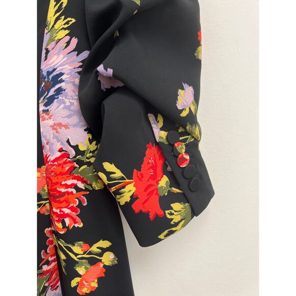 Cinq à Sept Cheyenne Chrysanthemum Scrunched Floral Print Designer Blazer Size 8 - Picture 13 of 16